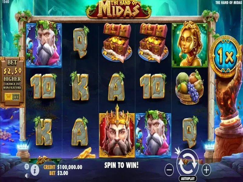 The Hand of Midas Pragmatic Play &mdash; Golden Symbols multiplicativos RTP 96,55% en Paf